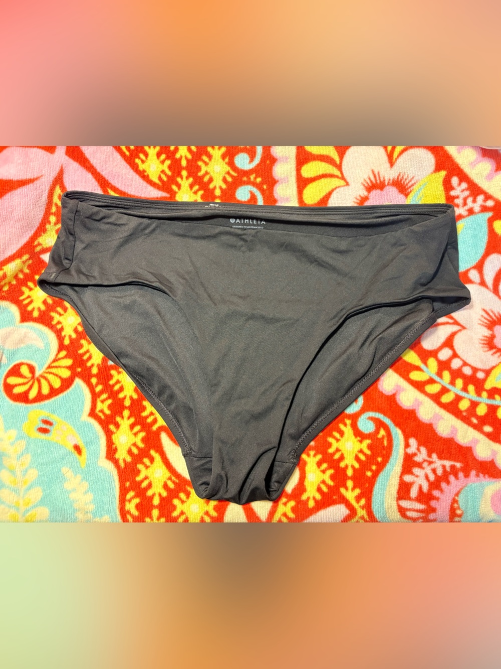 Athleta Solid Black Hip Hugger Bikini Bottom Size Large